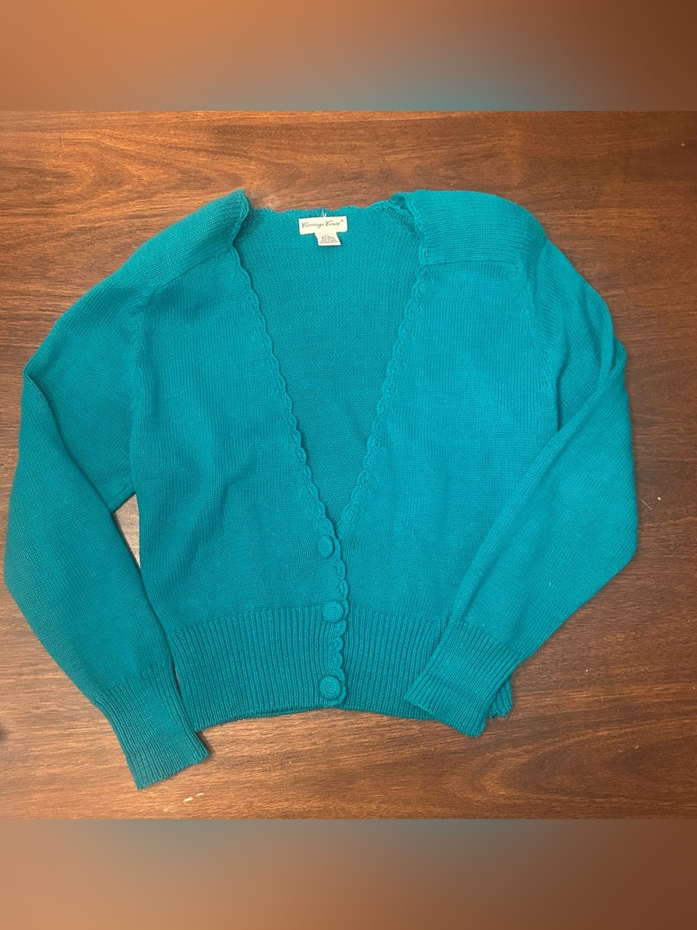 Vintage George Simonton Teal V-Neck Button-Front Cardigan
